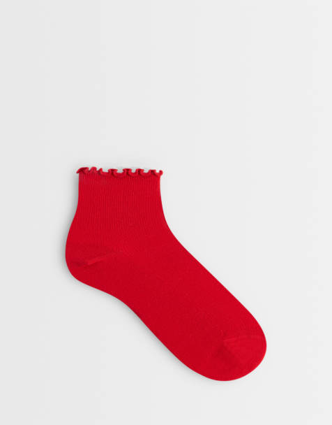 Topshop - Calzini rossi a coste con volant - view 1