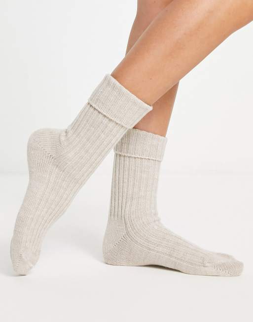 Topshop - Calzini spessi color pietra a coste