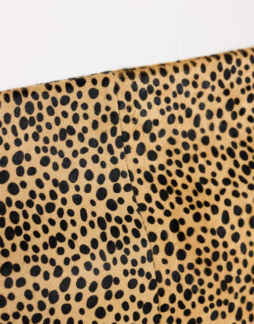 Topshop Cam oversized hair on real leather clutch bag in leopard print, 4 of 4
