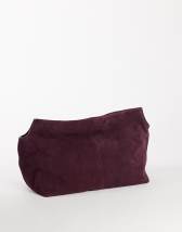 Topshop Cam oversized real leather clutch bag in plum