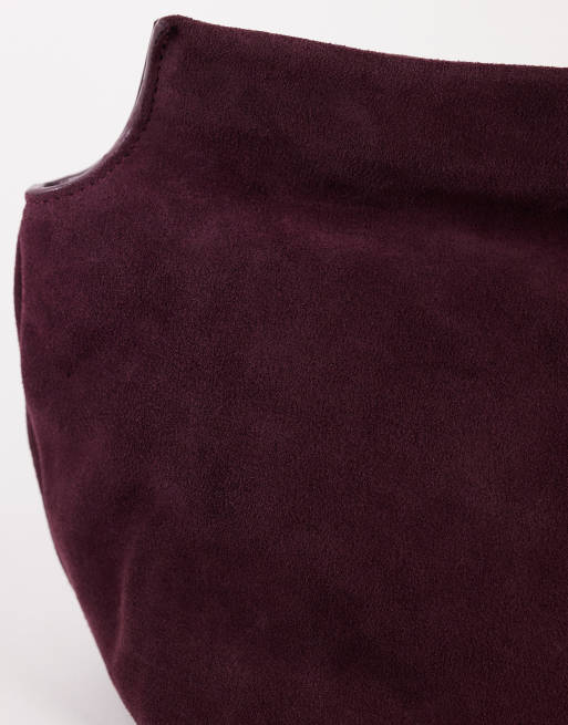 Topshop Cam oversized real leather clutch bag in plum, 2 of 3