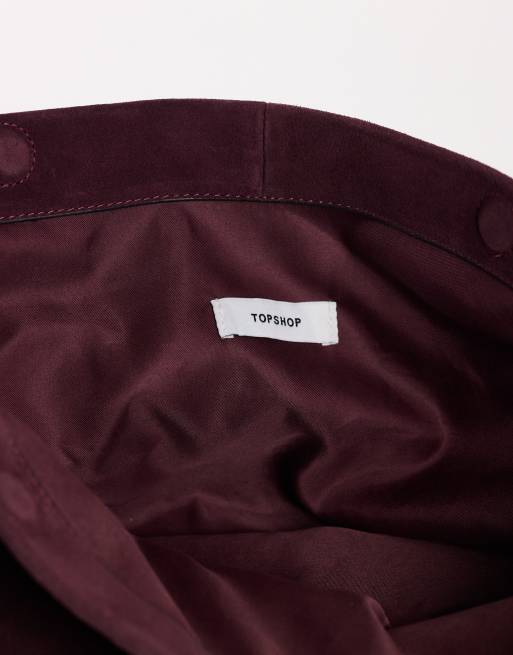 Topshop Cam oversized real suede clutch bag in plum, 3 of 3