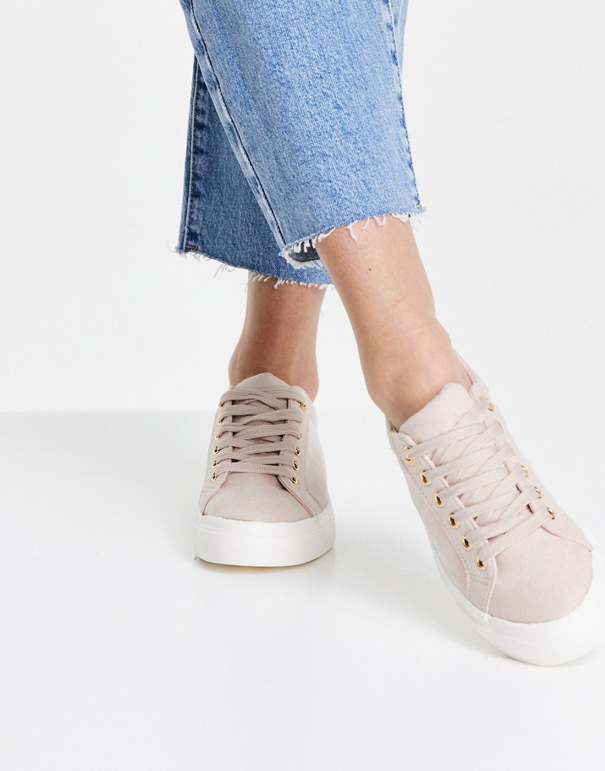 Topshop Camden lace up sneakers in blush-Pink