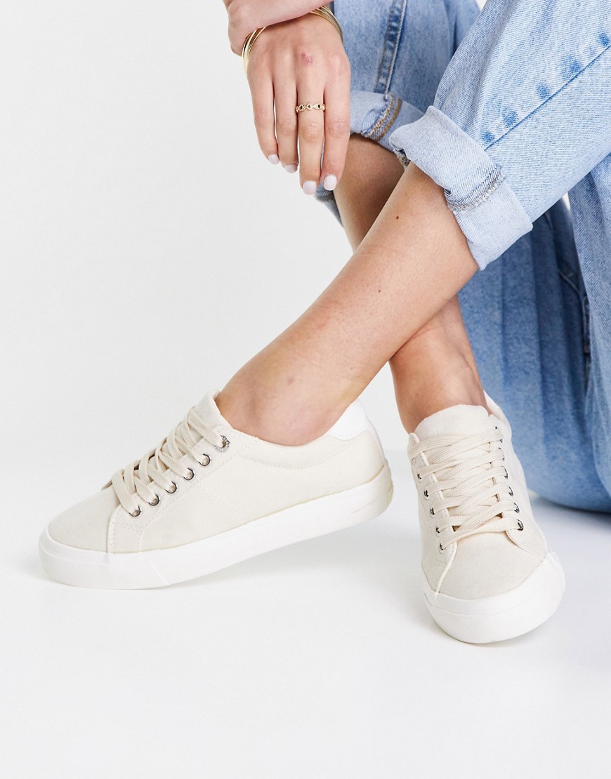 Topshop Camden lace up sneakers in taupe-Neutral