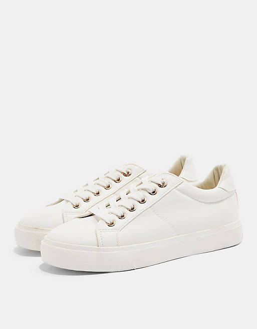 Topshop Camden lace up trainers in white