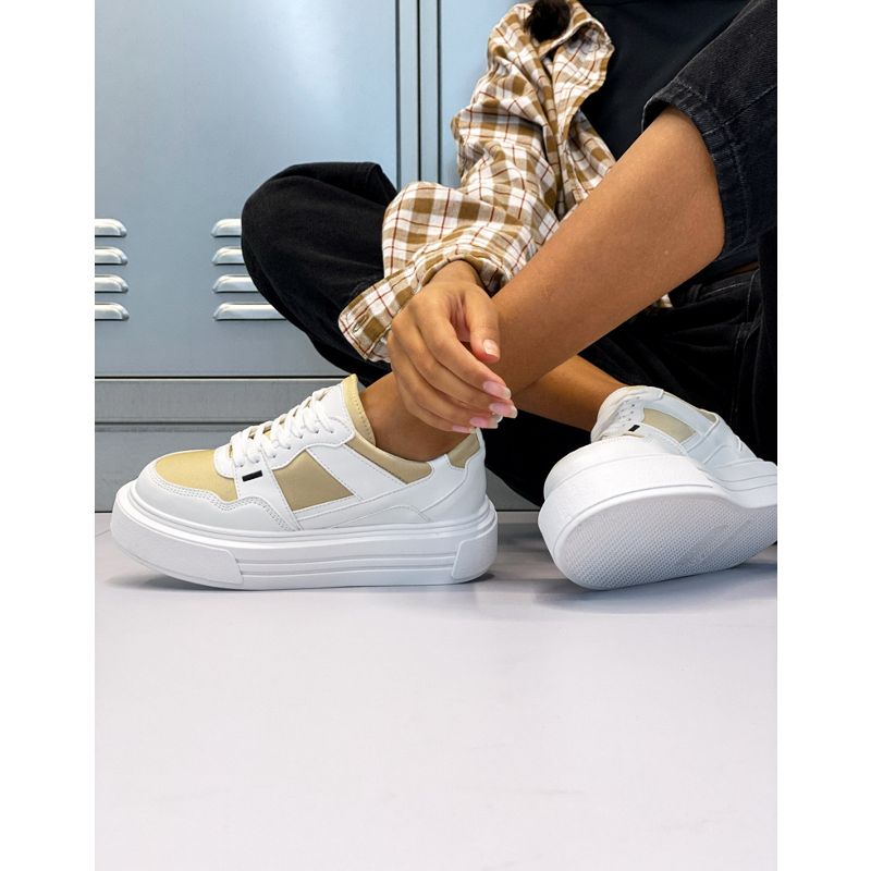 Scarpe yK6UM Topshop - Cameo - Sneakers stringate con suola spessa colori neutri