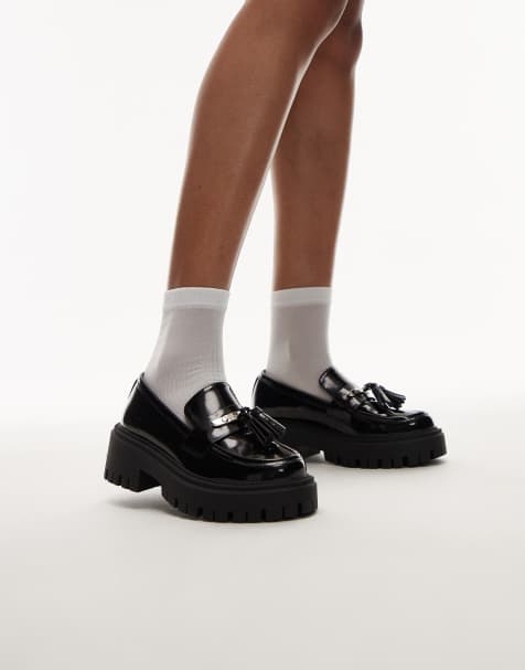 Topshop Cameron chunky loafers in black - view 1