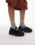 [Topshop] Topshop Cameron tassel loafers with cleated sole in black 40 BLACK