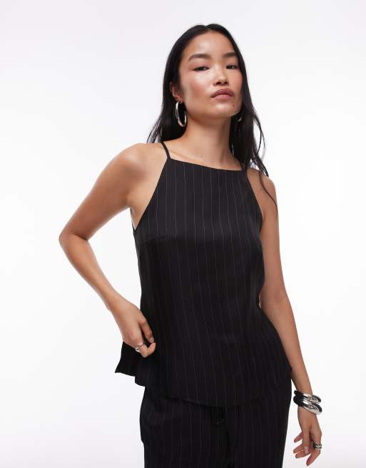 Topshop cami in mono pinstripe (part of a set)