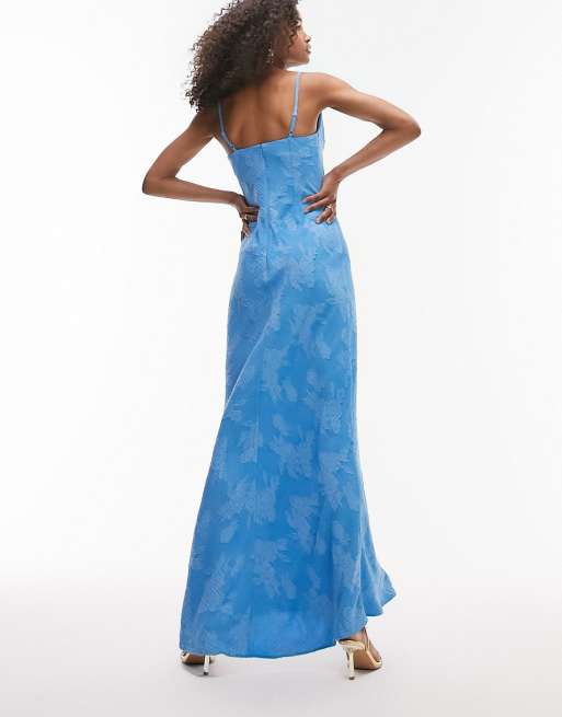 Topshop cami jacquard maxi dress in cornflower blue ASOS