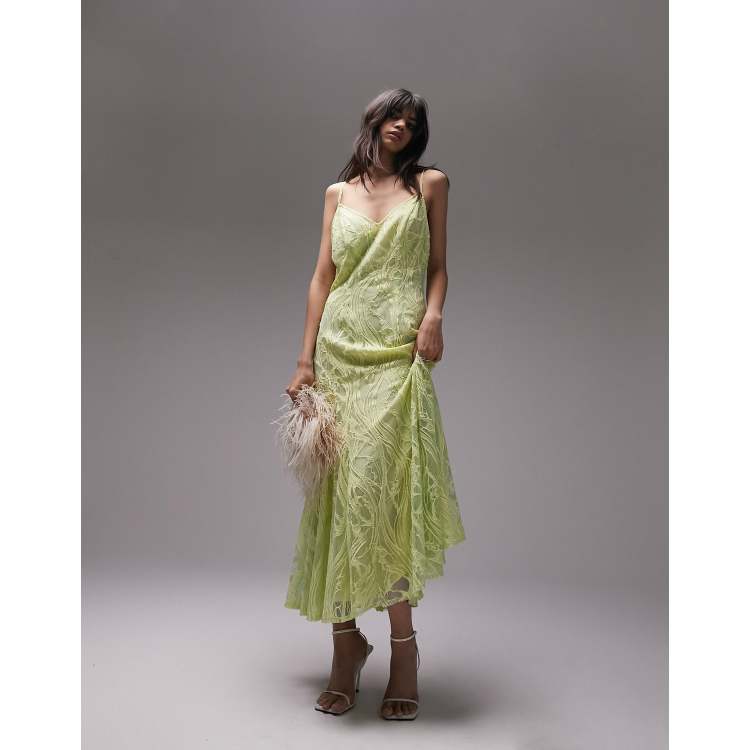 Green silk cami on sale dress