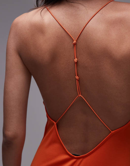 Topshop cami low back detail maxi dress in orange