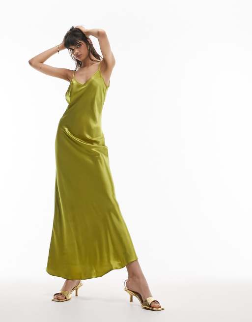 Topshop cami maxi dress in chartreuse