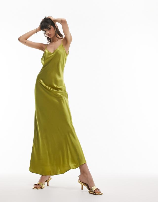 Topshop - cami maxi dress in chartreuse