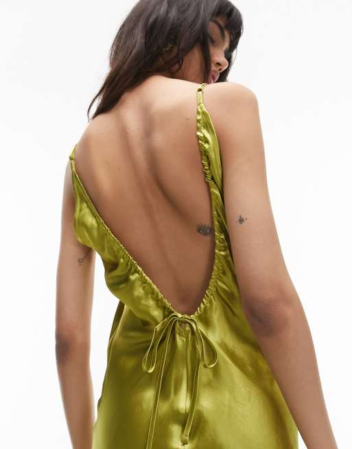 Topshop cami maxi dress in chartreuse