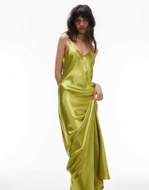 Topshop cami maxi dress in chartreuse ASOS