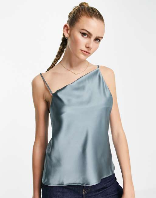 Topshop - Cami met asymmetrisch bandje in blauw