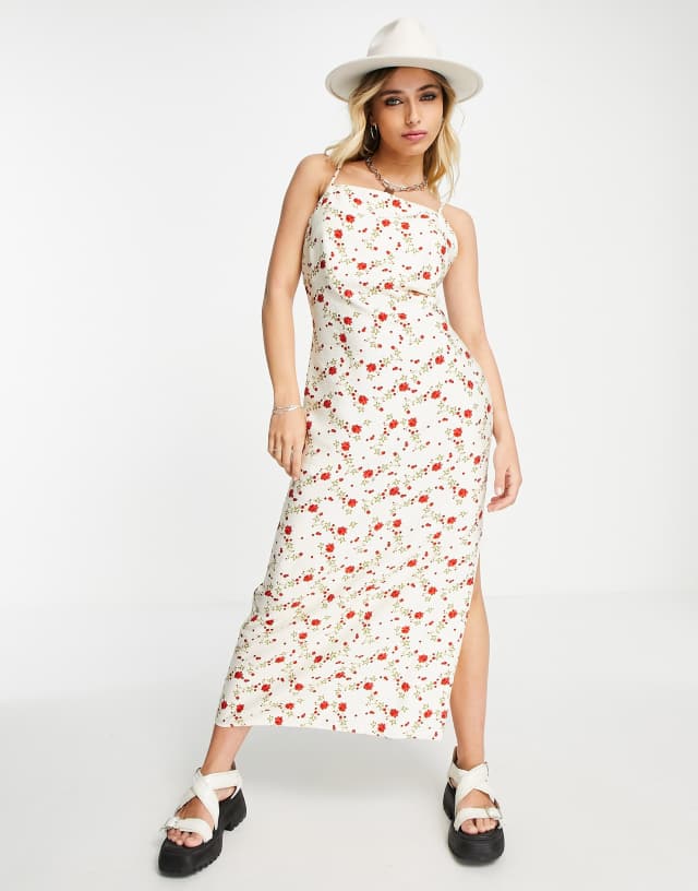 Topshop cami midi dress in ditsy rose floral print