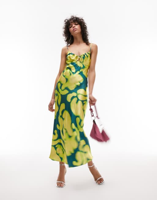 Topshop floral satin outlet slip dress