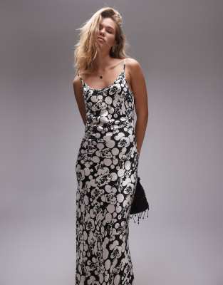 Topshop Cami Midi Slip Dress In Bubble Floral-multi | ModeSens
