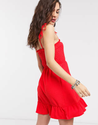 red cami mini dress