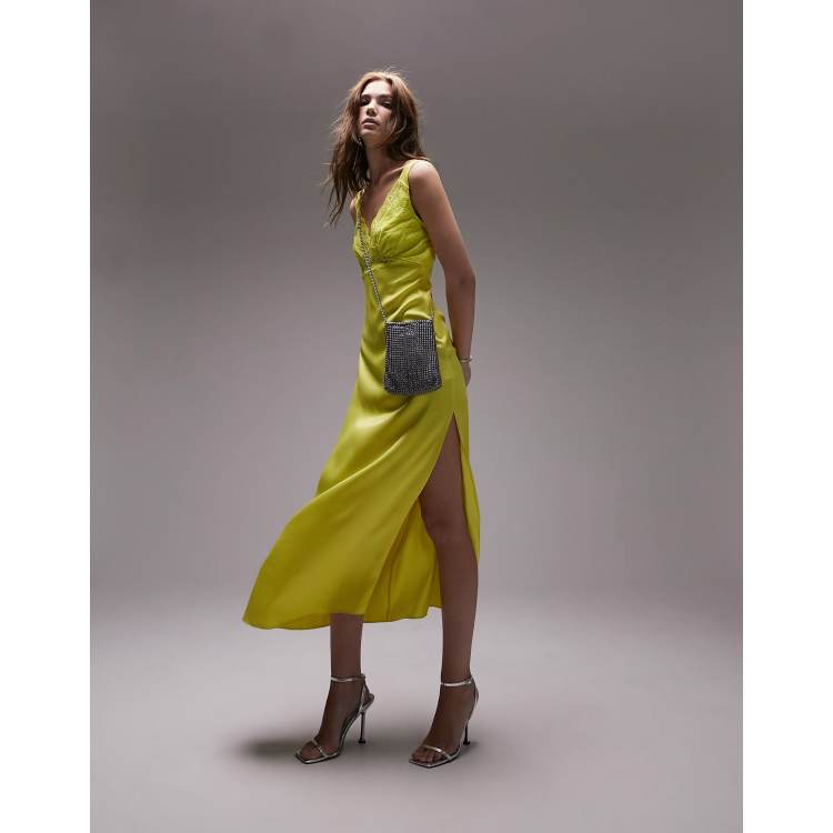 Topshop yellow silk clearance dress