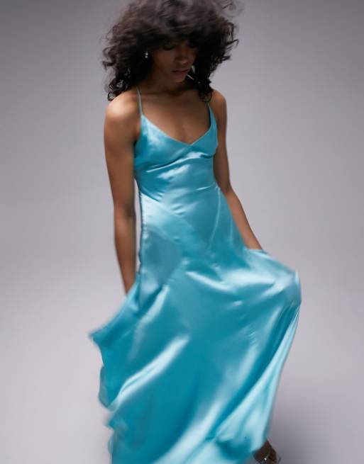 Topshop blue shop satin dress