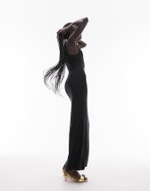 Fashionkilla sculpted scoop neck maxi dress in black | ASOS