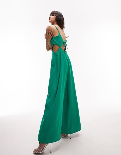 Green wide store leg jumpsuit