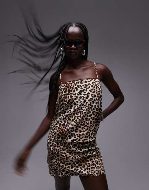 Topshop - Cami-top med firkantet hals og knicker-kant i leopardprint - Del af sæt - view 1