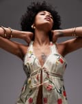 [Topshop] Topshop cami with lace trim in tomato print (part of a set)-White 6 IVORY