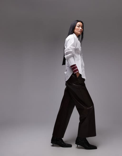 Topshop - Camicia bianca in popeline stretta in vita, 2 di 4