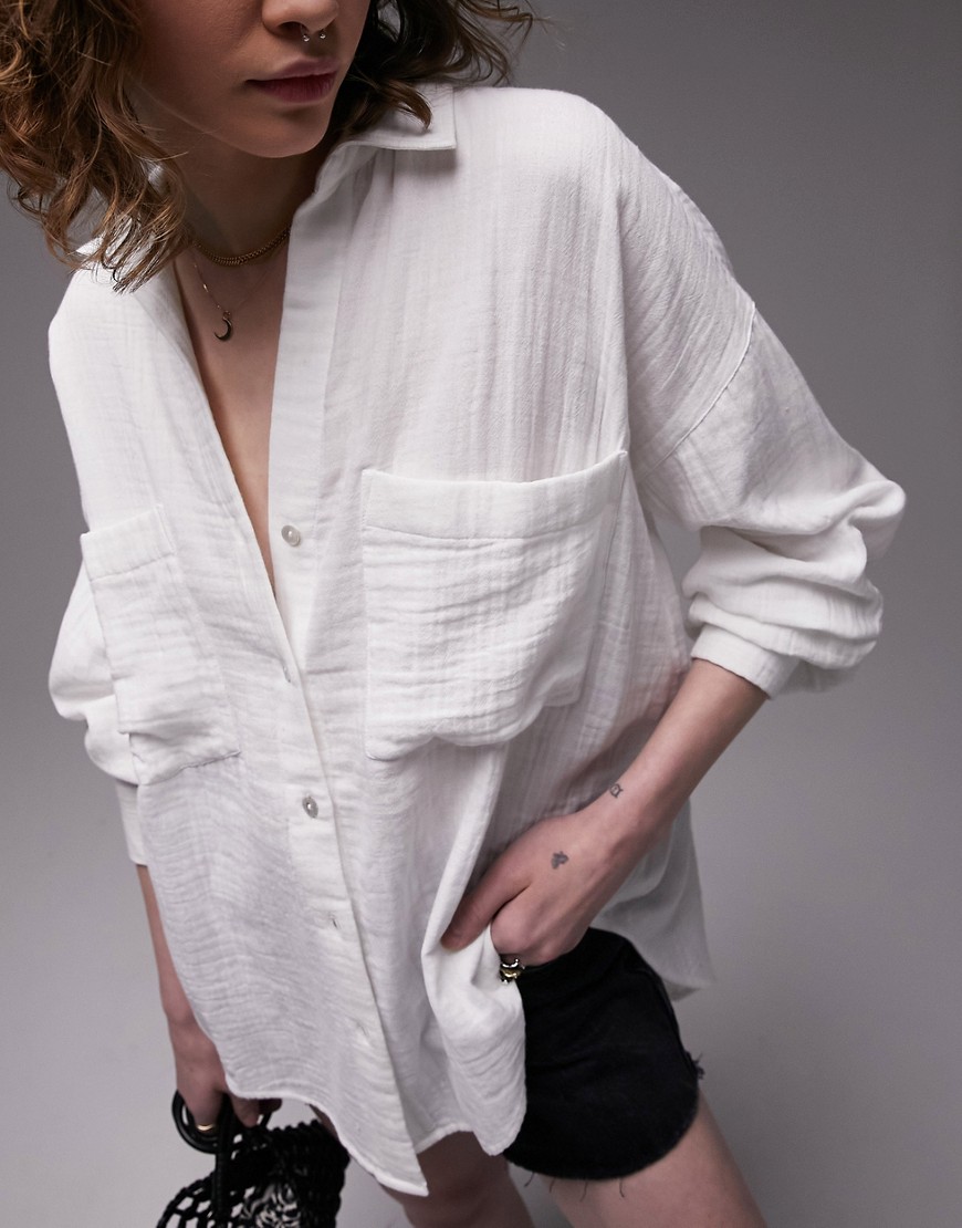 Camicia casual in cotone avorio-Bianco - Topshop Camicia donna  - immagine2