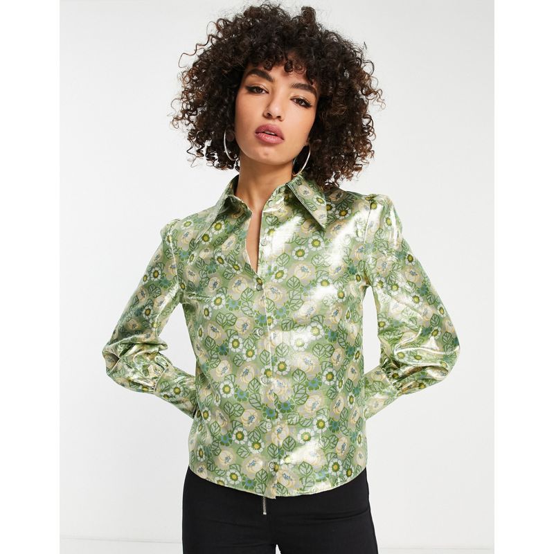 Camicie e bluse Top Topshop - Coordinato metallizzato a fiori color menta