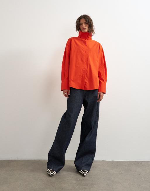 Topshop camicia con collo a imbuto rossa, 2 di 4