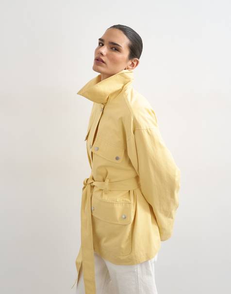Topshop - Camicia giacca con 4 tasche giallo burro con fodera trapuntata - view 1
