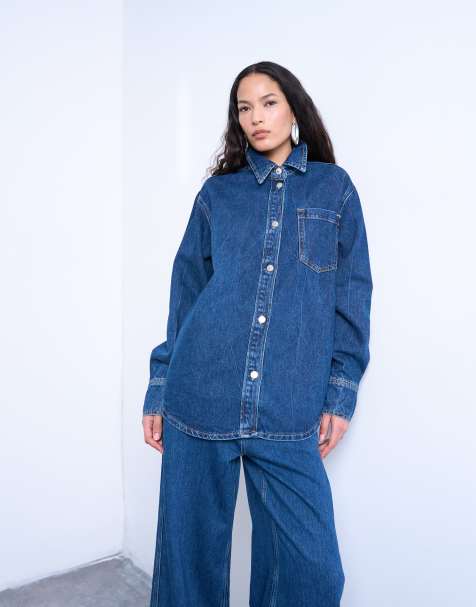 Topshop - Camicia giacca di jeans blu indaco - view 1