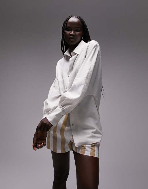 Topshop - Camicia in mussola color sabbia con giromanica ad angolo