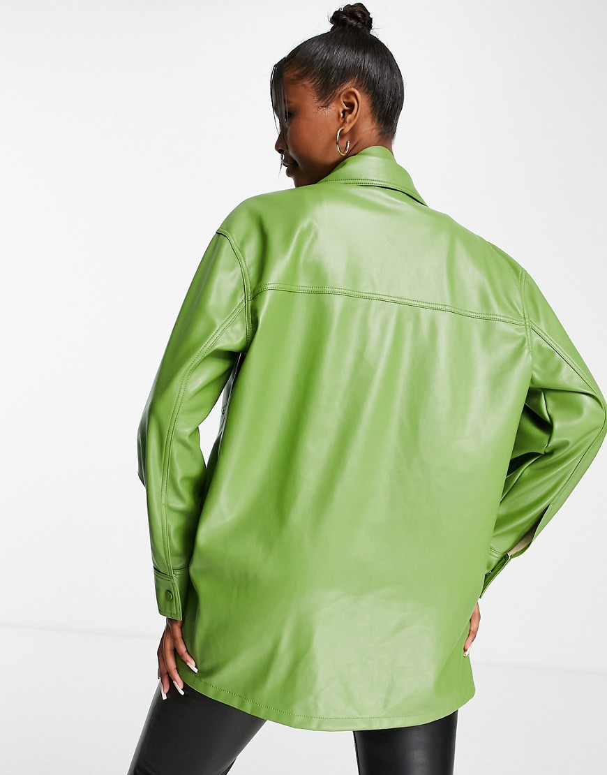 Camicia in pelle sintetica verde - Topshop Camicia donna  - immagine2