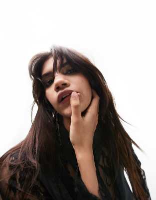 Camicia in pizzo nero trasparente - Topshop Camicia donna  - immagine2