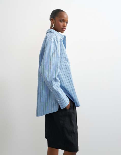 Topshop - Camicia oversize blu a righe - view 1