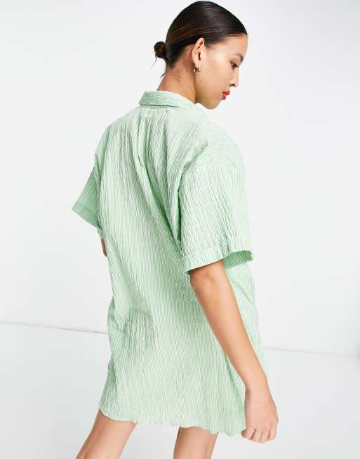 Topshop - Camicia oversize testurizzata verde a righe, 2 di 4