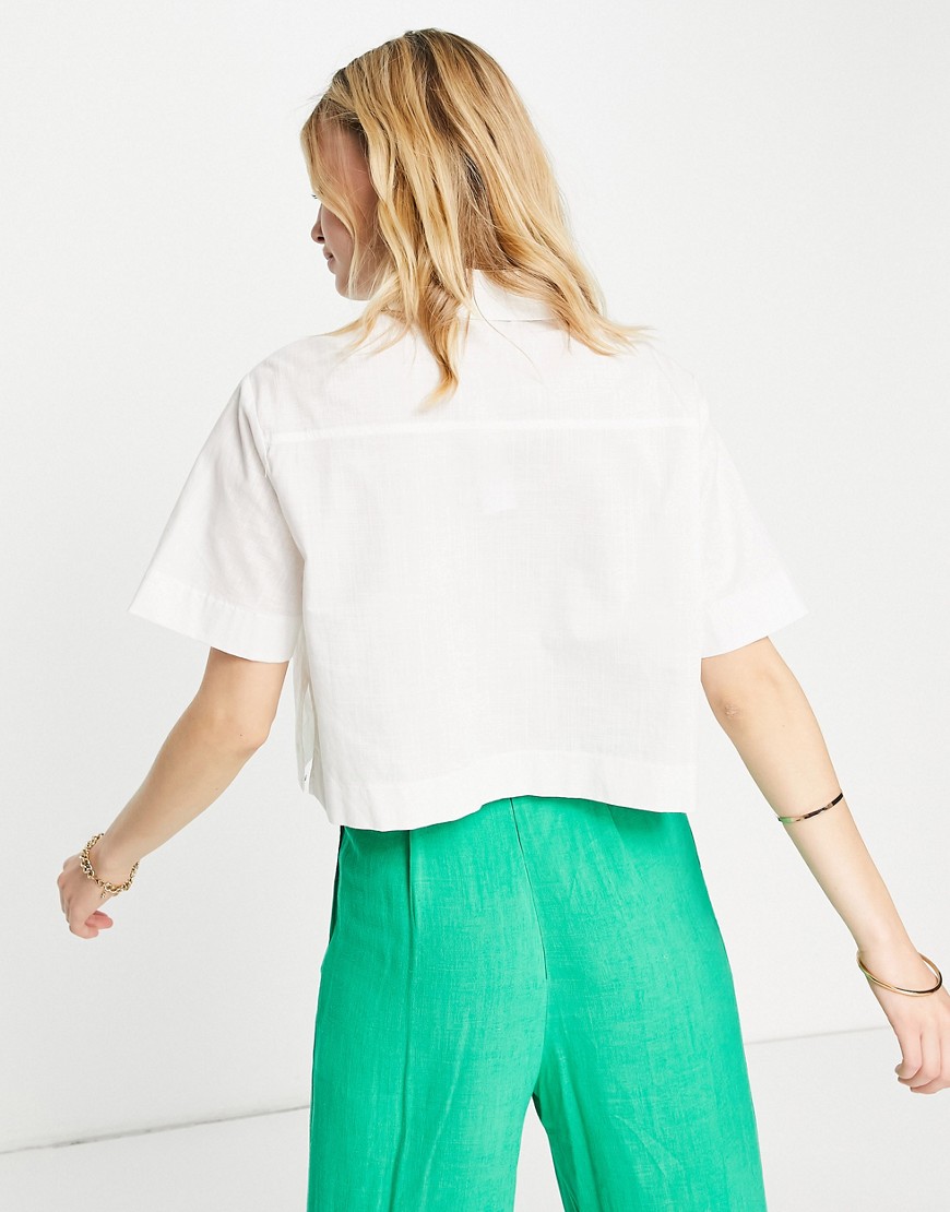 Camicia taglio corto color avorio con doppia tasca-Bianco - Topshop Camicia donna  - immagine1