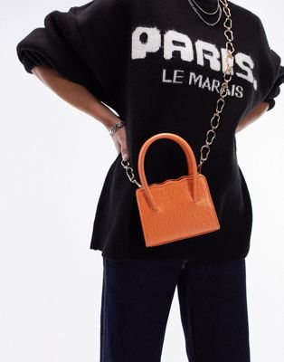 Topshop Camila mini chain detail crossbody bag in orange
