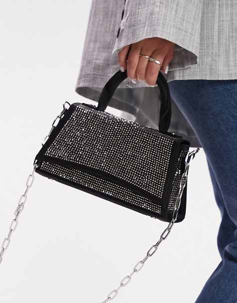 Topshop camille structured bag in black - view 1