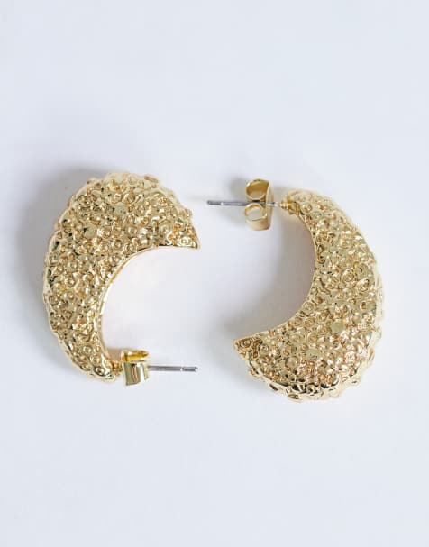 Topshop – Camille – Strukturierte Ohrstecker in Gold-Optik - view 1