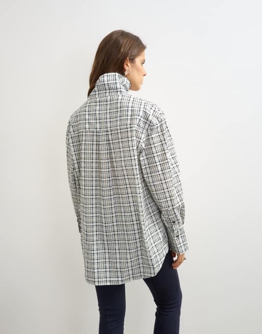 Topshop camisa con cuello alzado y estampado a cuadros, 3 de 4