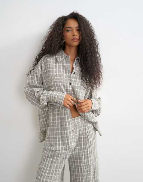 Topshop - camisa de conjunto a cuadros monocromáticos - view 1
