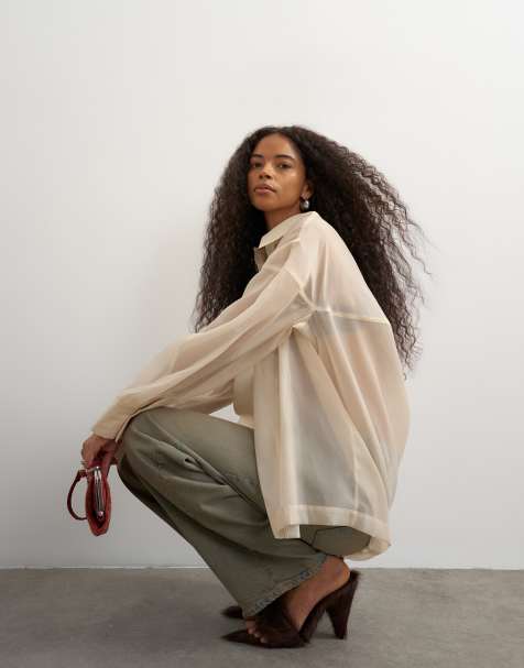 Topshop camisa de organza en marfil - view 1