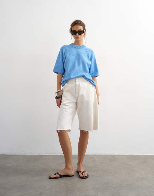 Topshop - Camiseta azul aciano de media manga de punto, 4 de 4